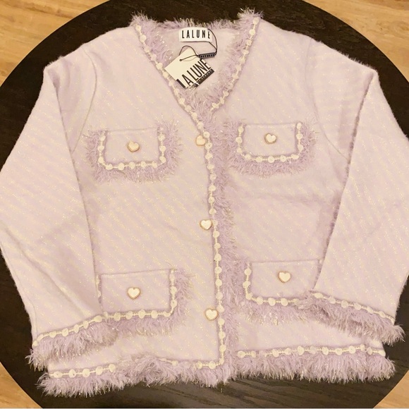 LA LUNE Knitted Heart Shape Buttons Design cardigan sweater - Picture 6 of 12